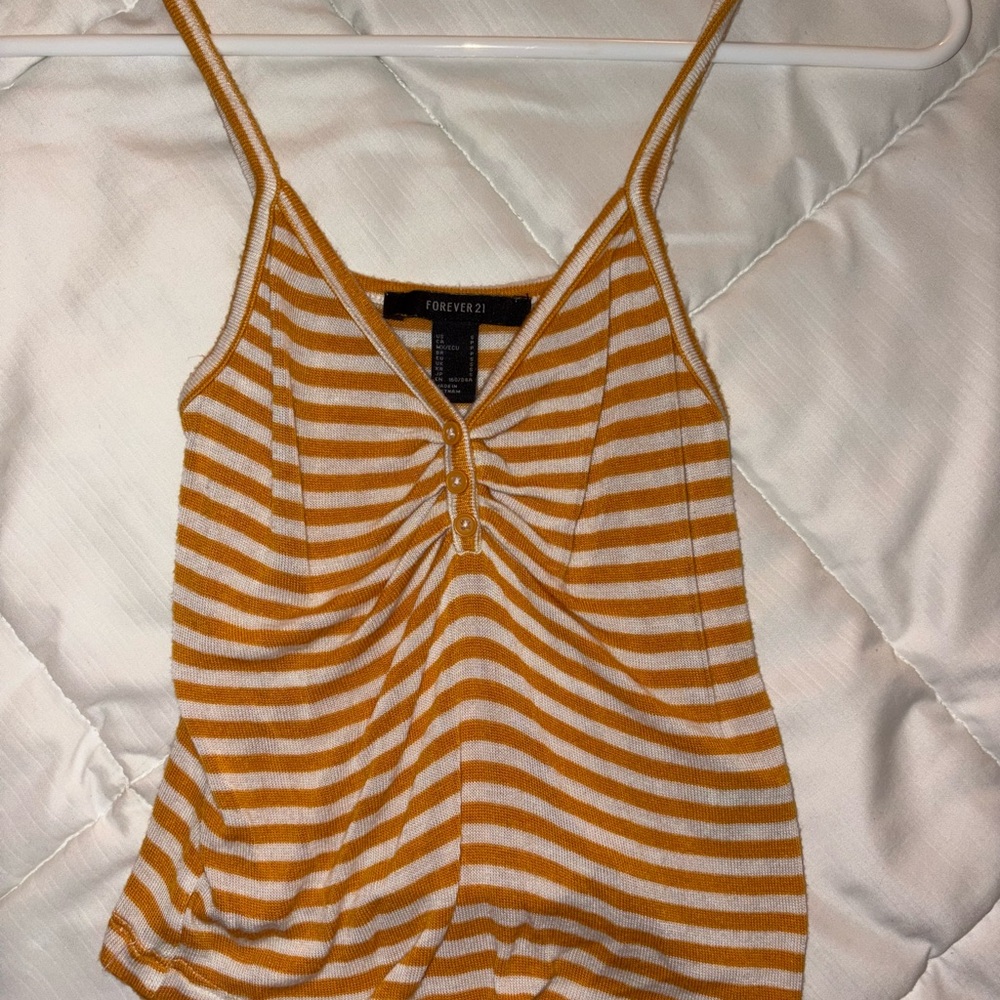 Forever 21 Orange and Yellow Ruched Camisole